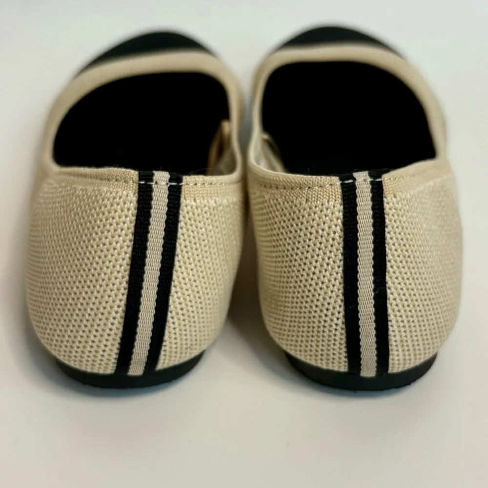 Serra Tan & Black Two Tone Comfort Stretch Fabric Ballet Flats Size‎ 7M